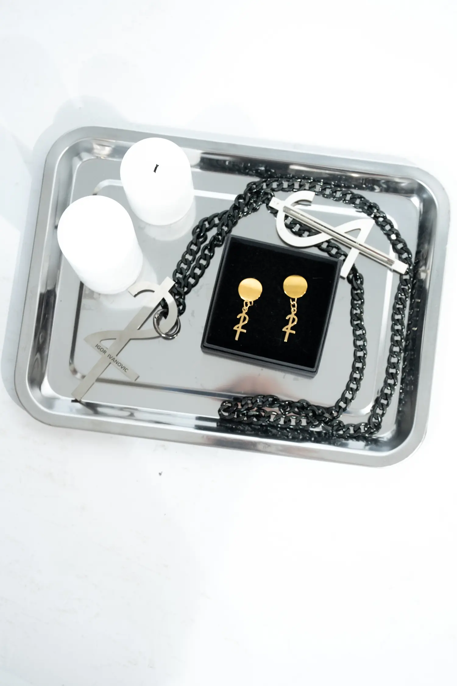 Logo Charm Circle Earrings