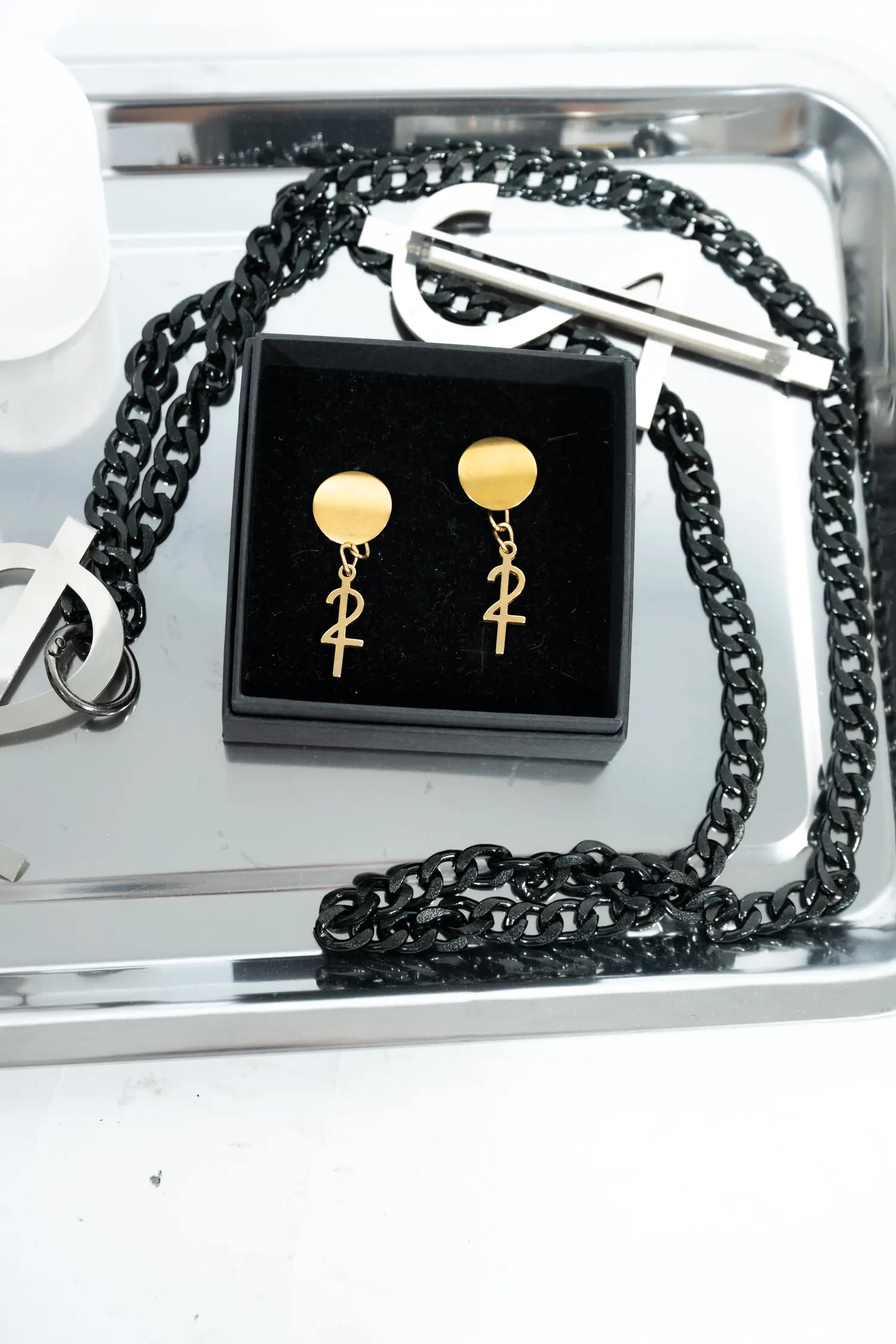 Photo 2 of 2 — Logo Charm Circle Earrings